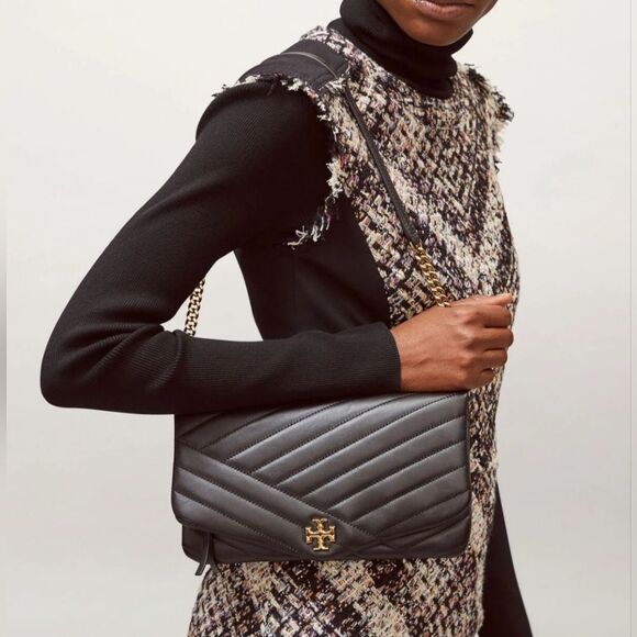 Tory Burch Kira Black Leather Shoulder Bag / Clutch - Picture 11 of 11